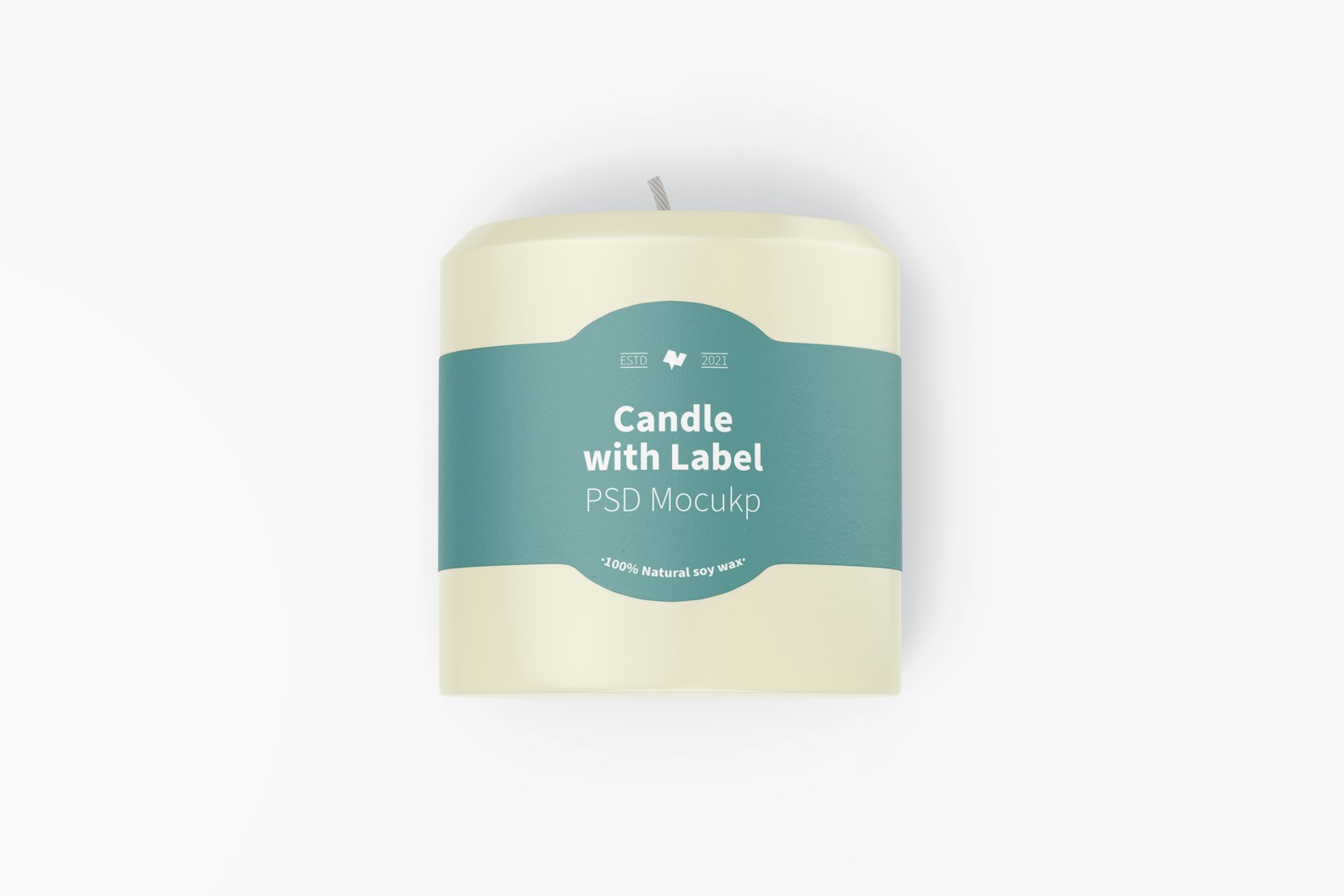 Candle with Label Mockup, Top View