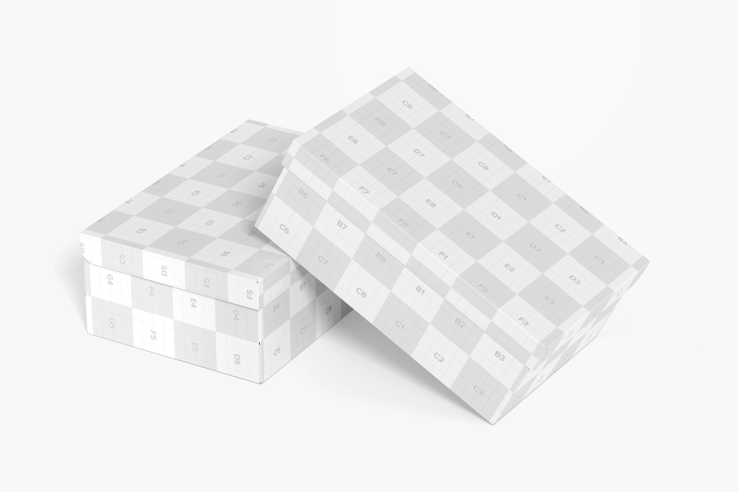 Maqueta de Cajas de Zapatos con Tapa Abatible, Perspectiva Maqueta de Cajas de Zapatos con Tapa Abatible, Perspectiva