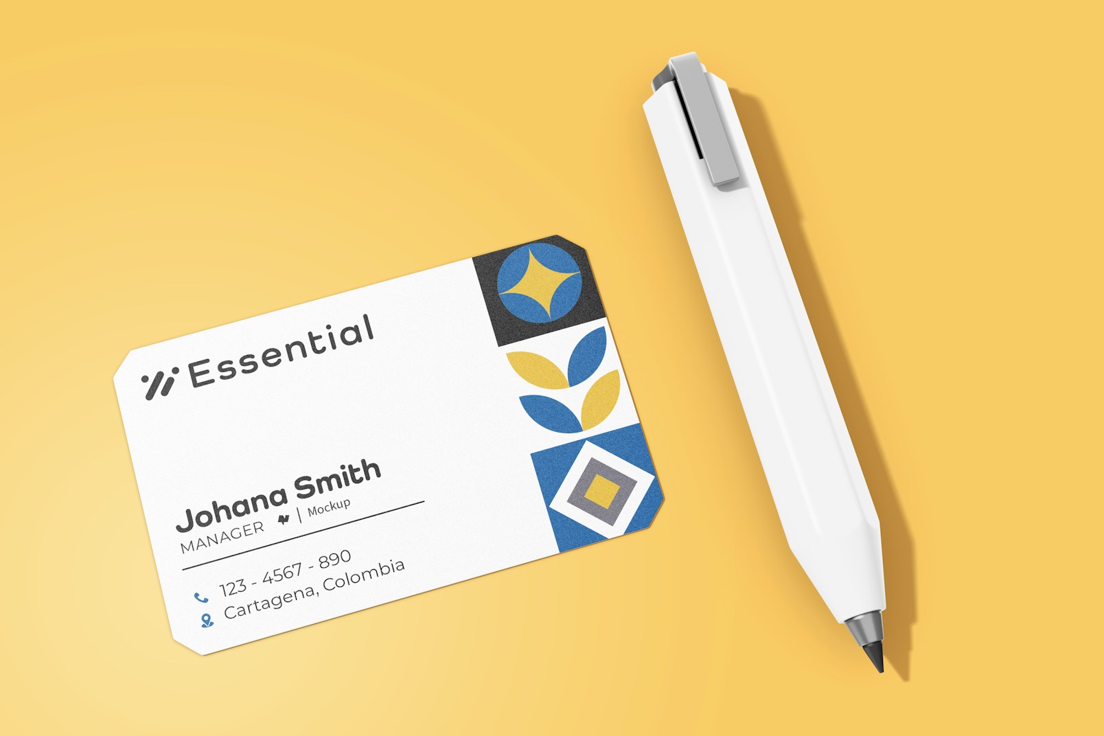 Business Card with Beveled Corners Mockup