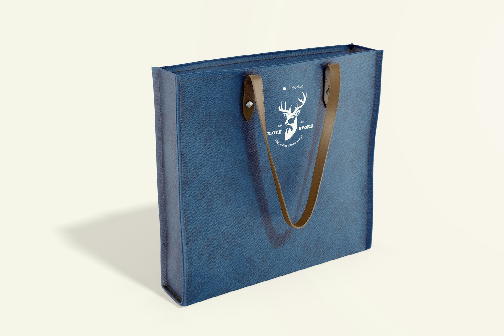 Tote Bag with Leather Handle Mockup, Perspective