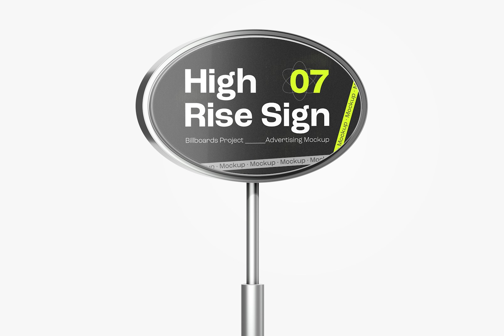 High Rise Sign Mockup, Front View