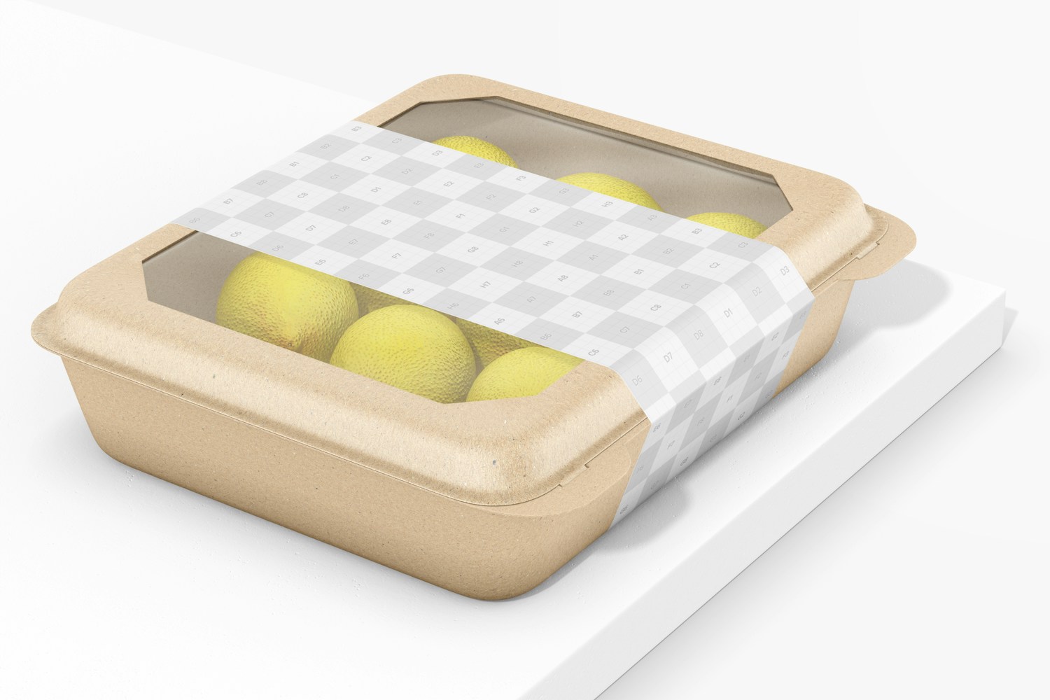 Square Fruit Container Mockup, Side View