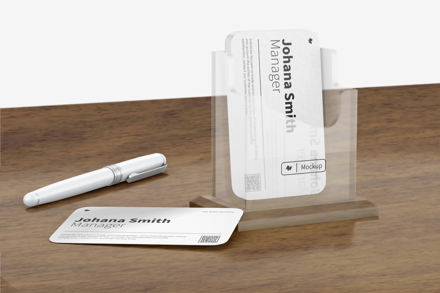 Acrylic Business Card Holder Mockup, Left View