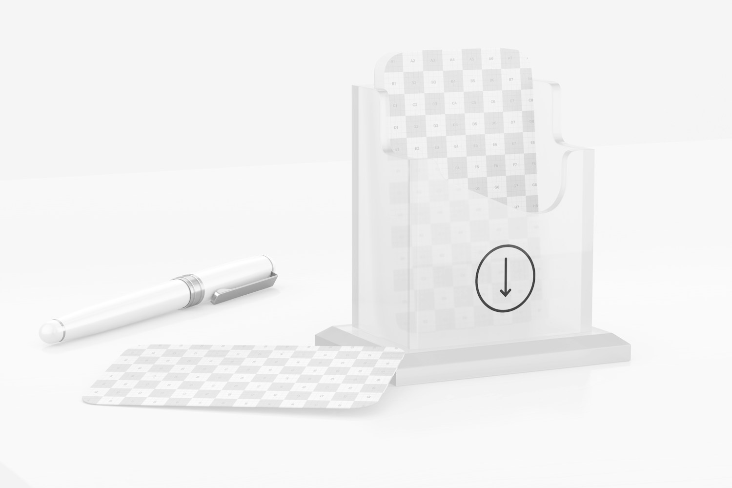 Acrylic Business Card Holder Mockup, Left View
