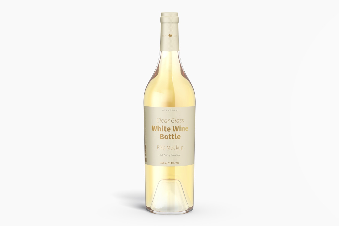 Maqueta de Botella de Vino Blanco de Vidrio Transparente