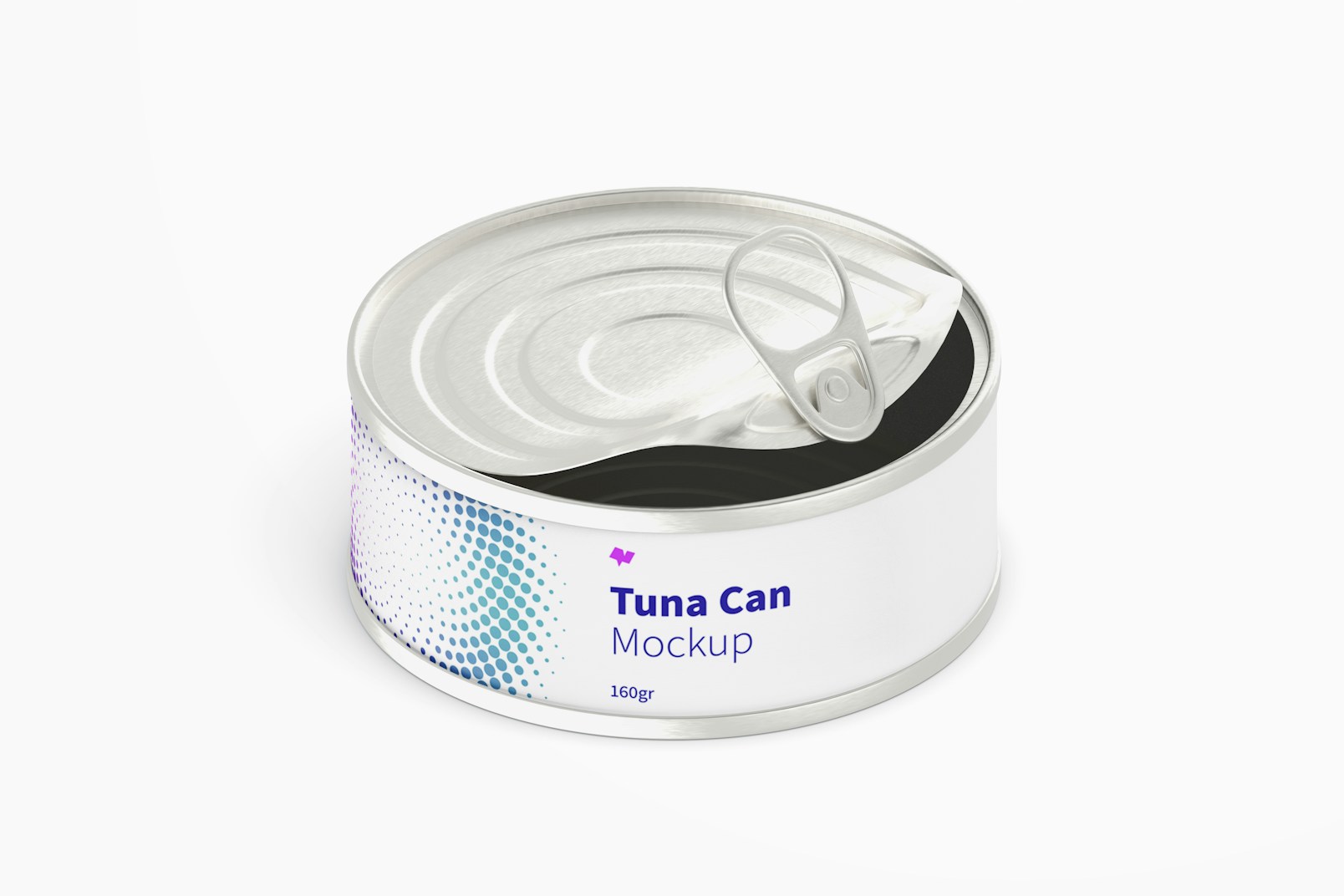 160gr Tuna Can Mockup, Isometric Right View