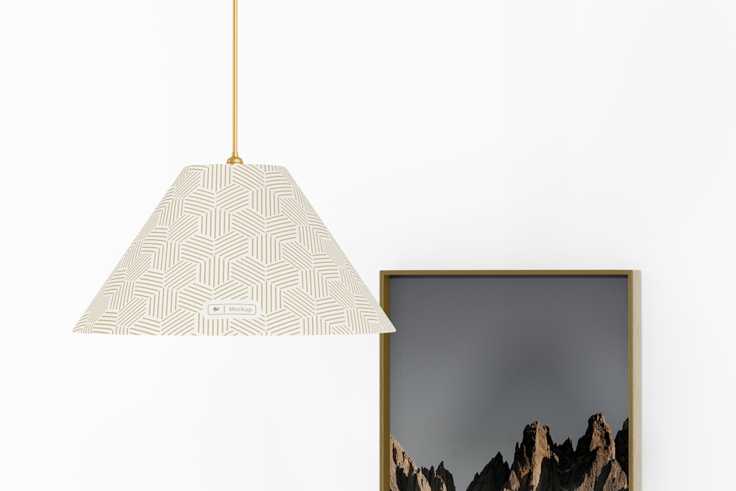 Cone Ceiling Lamp Mockup, with Frame