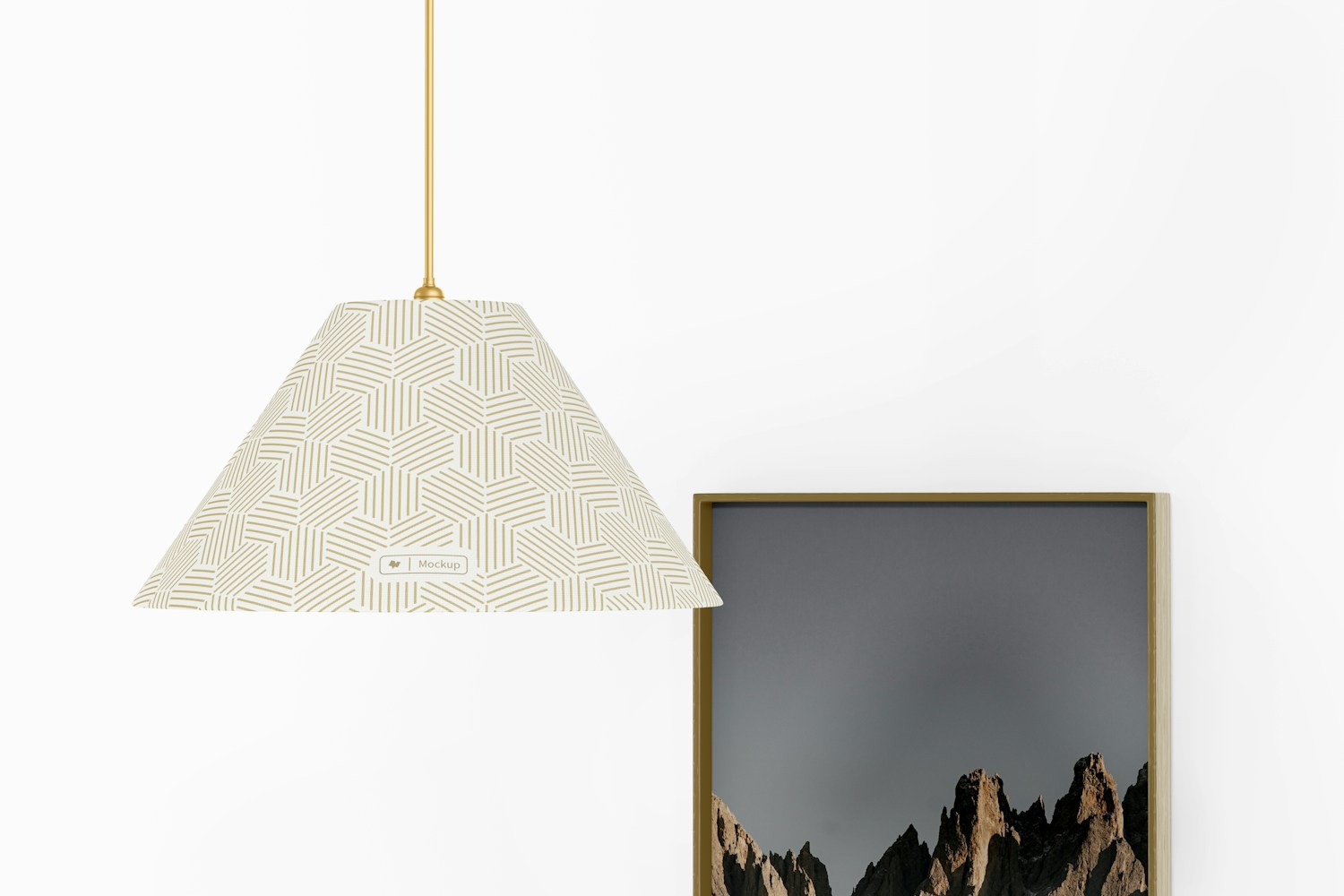 Cone Ceiling Lamp Mockup, with Frame Cone Ceiling Lamp Mockup, with Frame