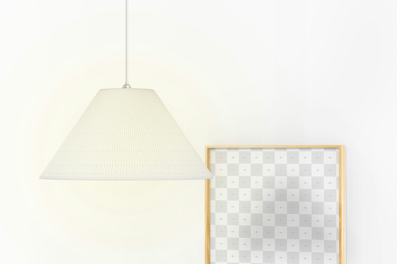Cone Ceiling Lamp Mockup, with Frame