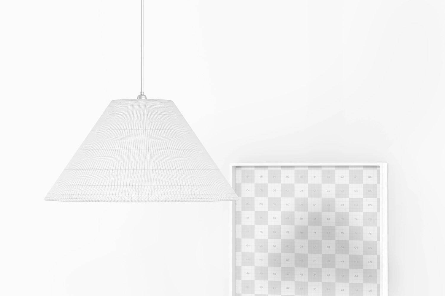 Cone Ceiling Lamp Mockup, with Frame Cone Ceiling Lamp Mockup, with Frame