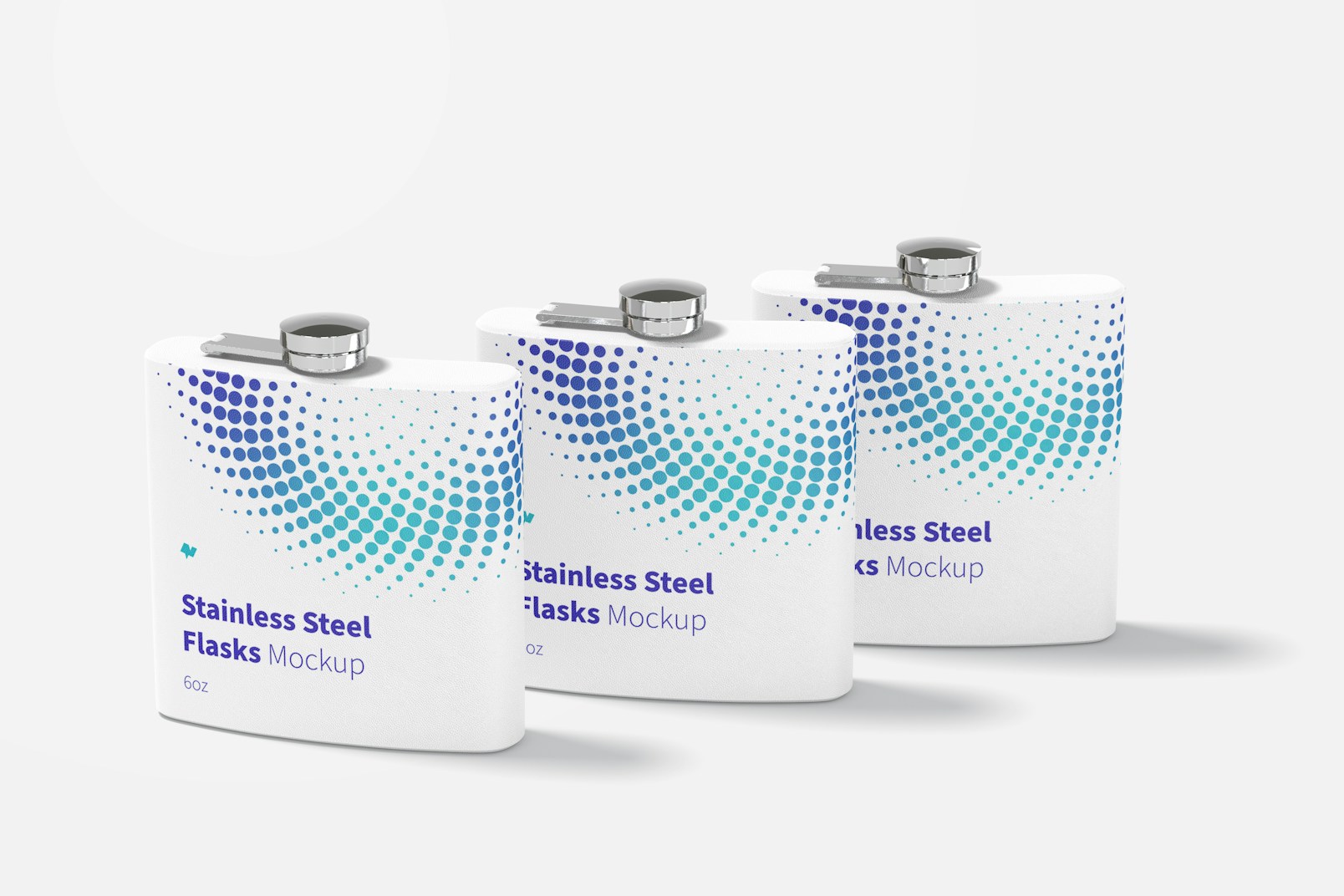 Powder Coated Stainless Steel Flasks Mockup, Perspective