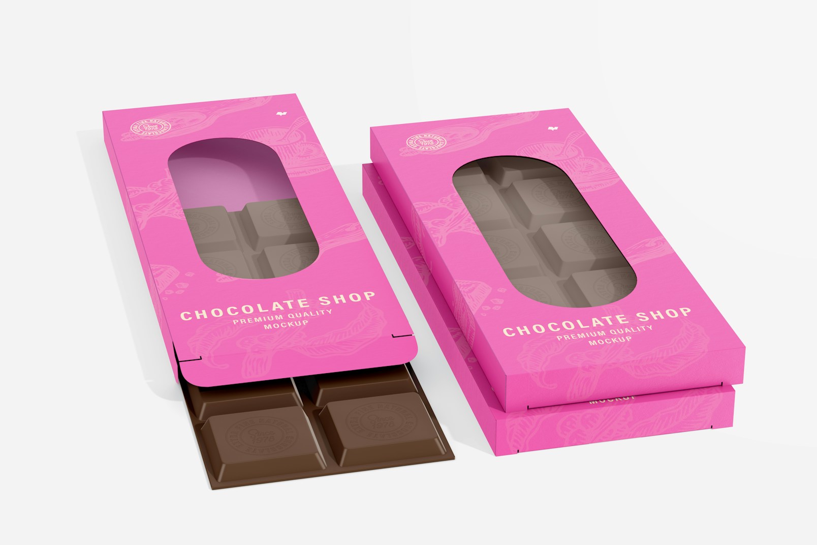 Maqueta de Cajas con Ventana Ovalada para Chocolate