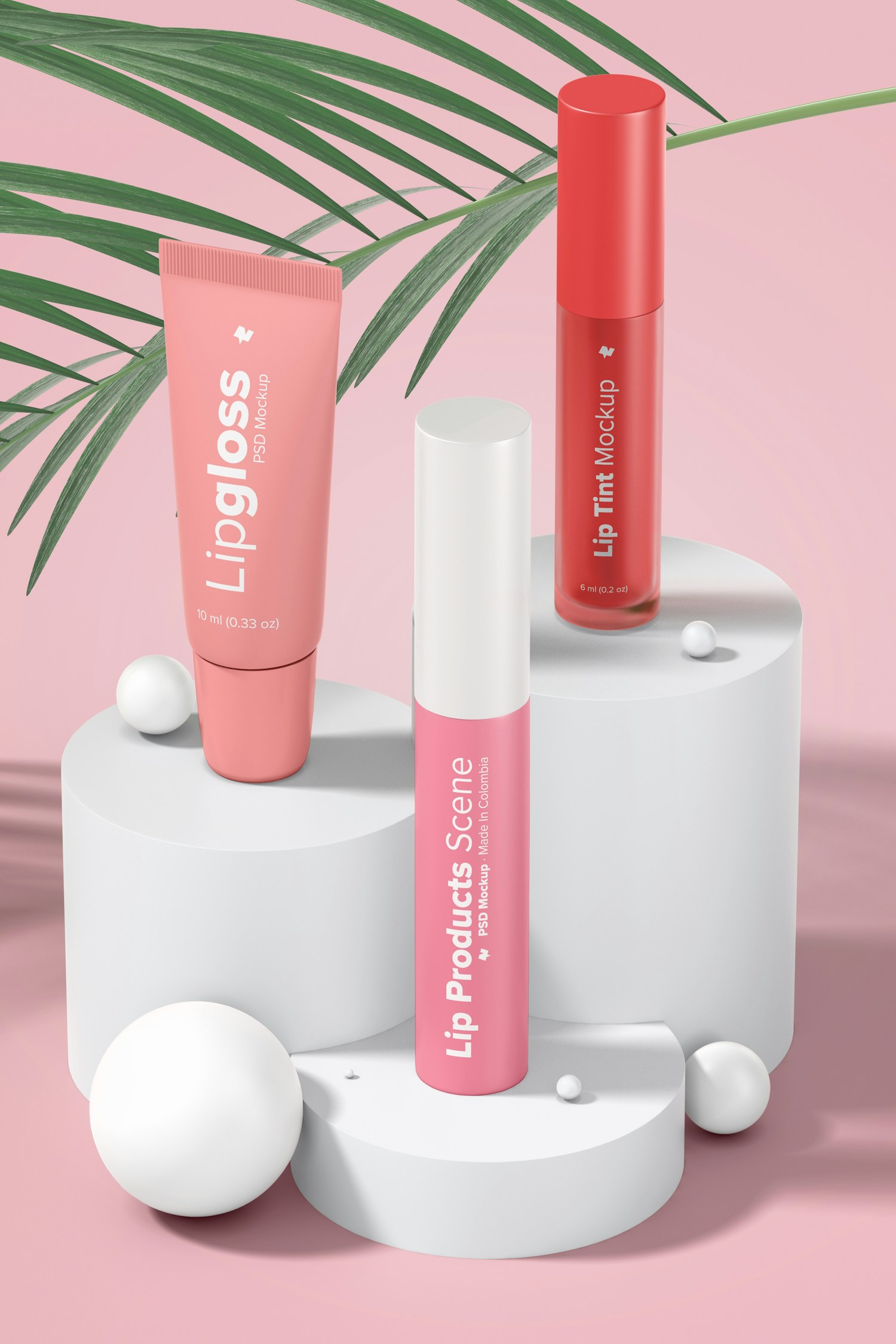 Lip Products Scene Mockup, Perspective View 02