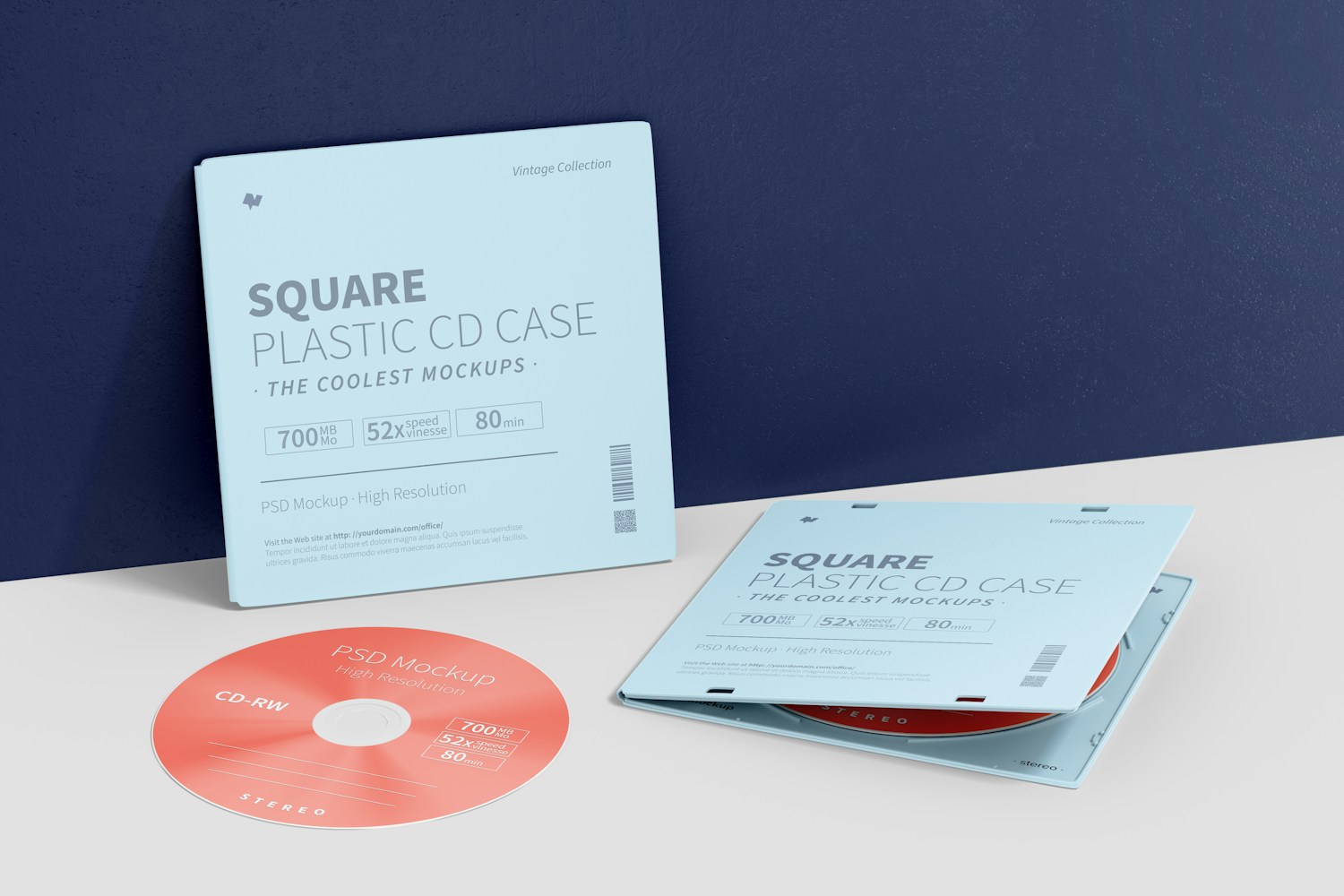 Squared Plastic CD Cases Mockup