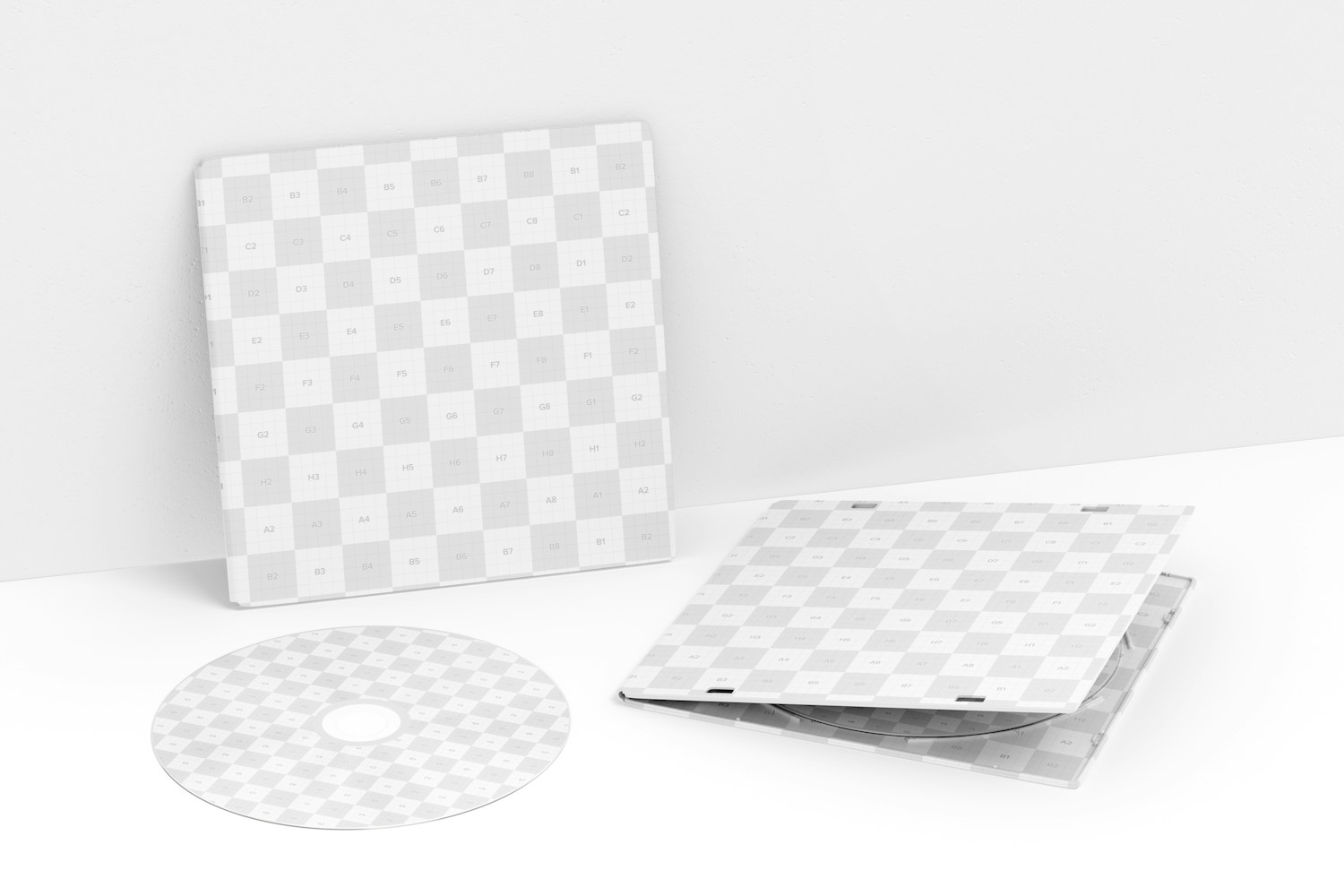 Squared Plastic CD Cases Mockup Squared Plastic CD Cases Mockup