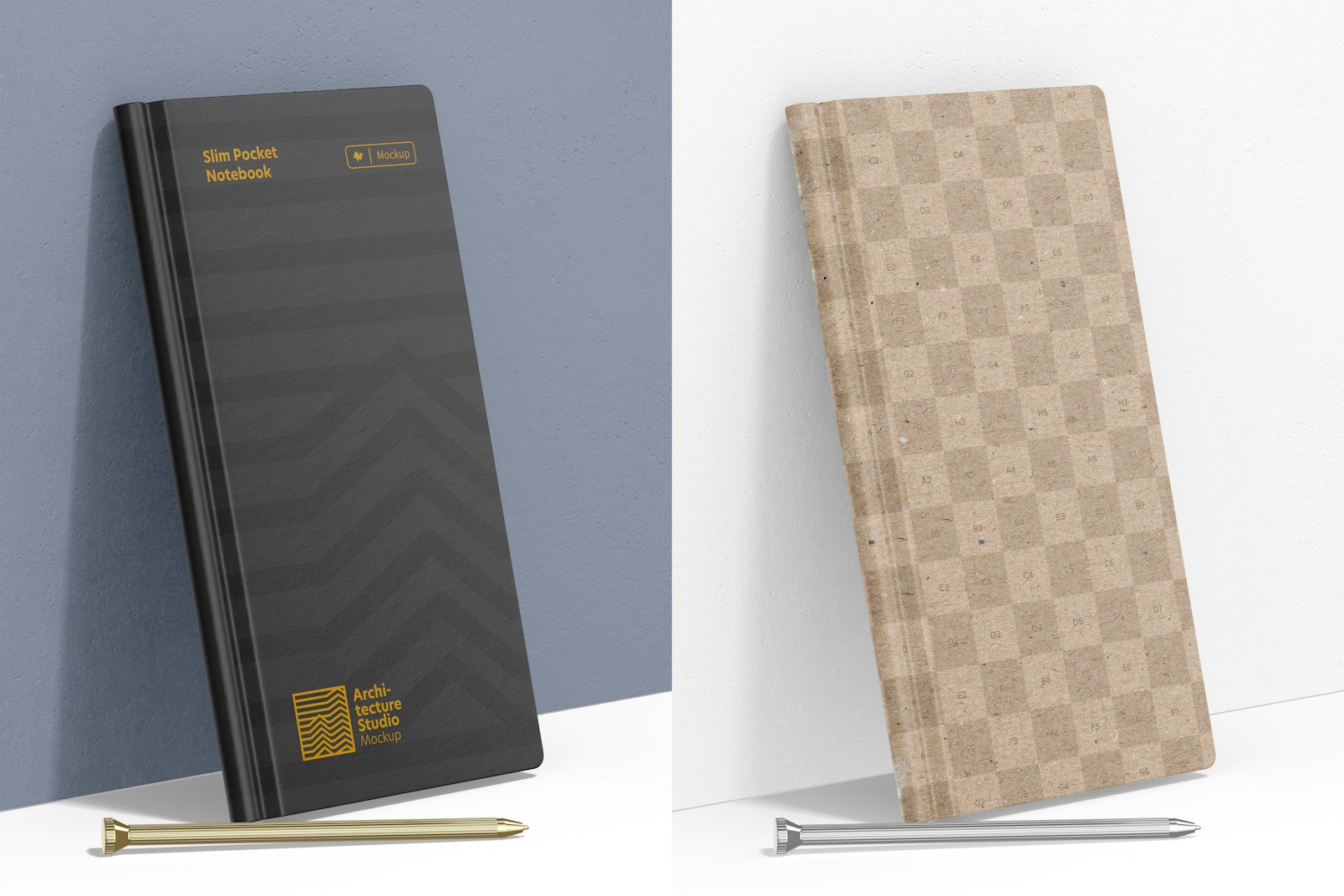 Slim Pocket Notebook Mockup, Side View