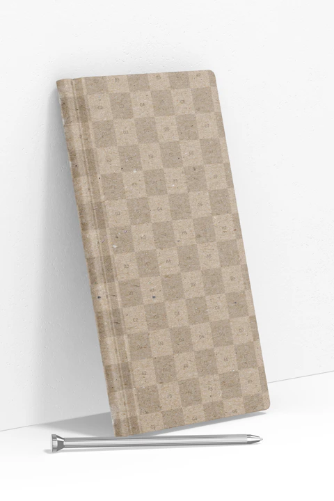 Slim Pocket Notebook PSD Mockup, Side View – Original Mockups
