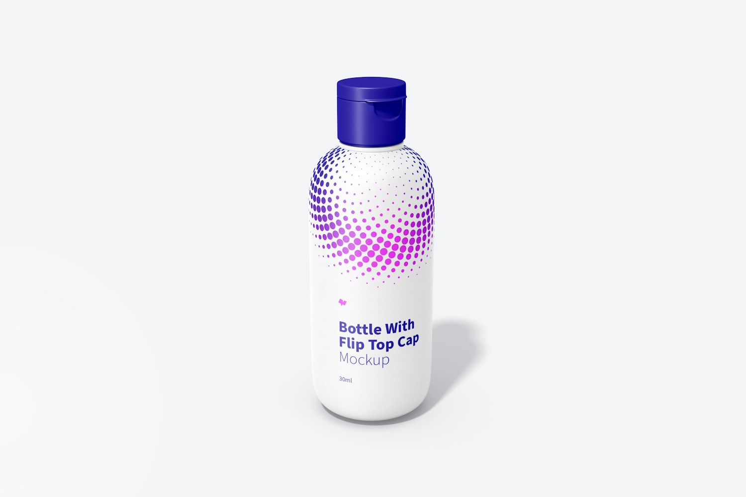 30ml Bottle With Flip Top Cap Mockup, Front View 30ml Bottle With Flip Top Cap Mockup, Front View
