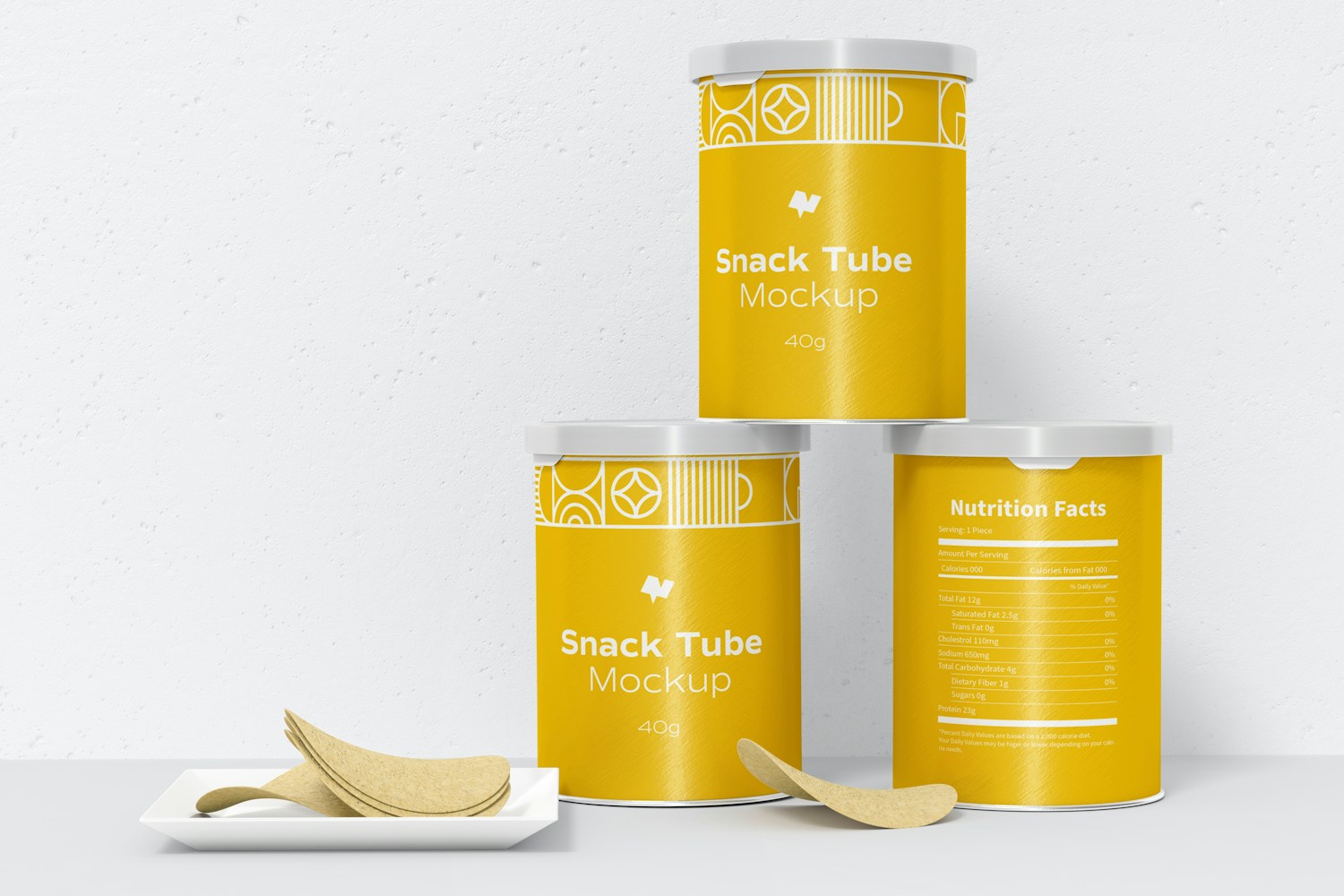 40g Snack Tube Mockup, Stacked Set 40g Snack Tube Mockup, Stacked Set