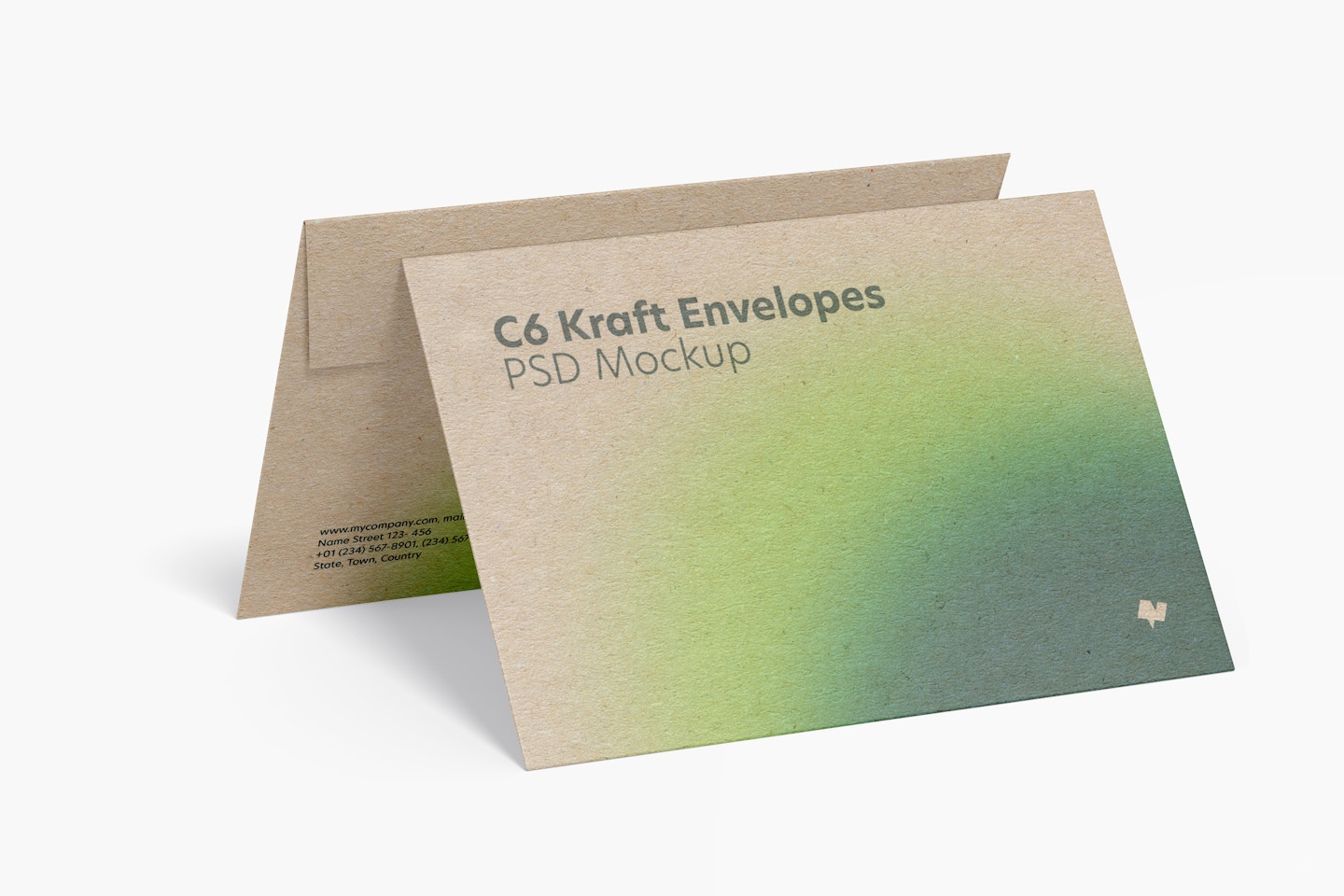 C6 Kraft Envelopes Mockup, Right View