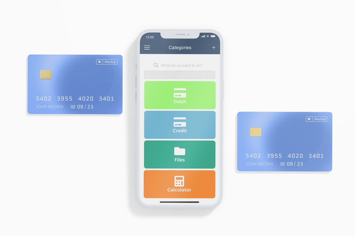 Smartphone with Credit Card Mockup