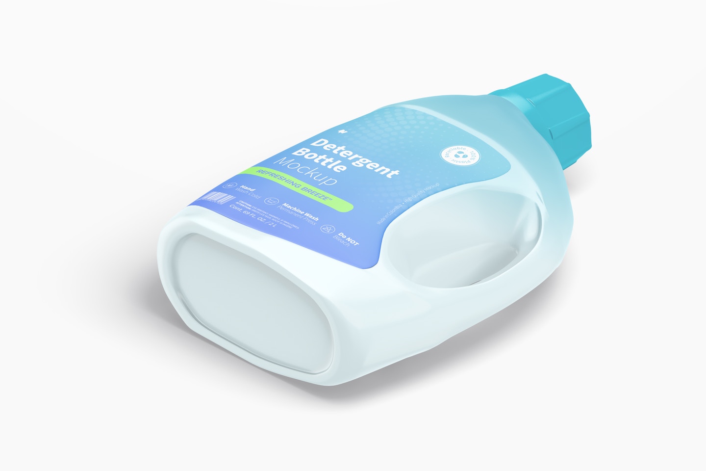 69 Oz Detergent Bottle Mockup, Isometric Dropped View