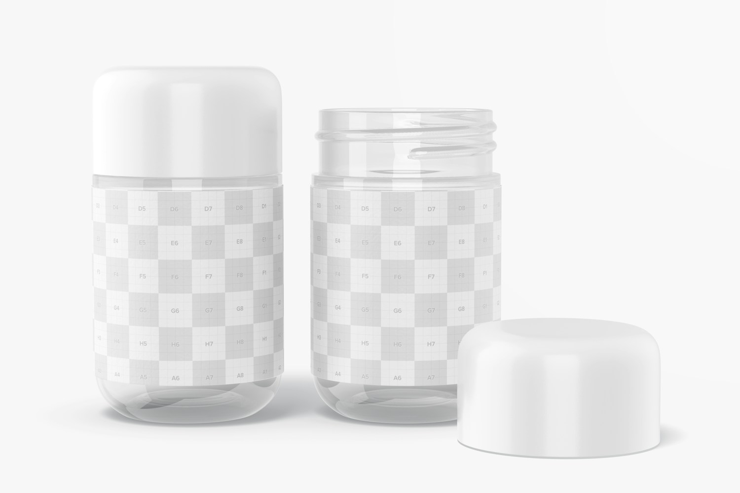 180 ml Clear Glass Jars Mockup, Closed and Opened