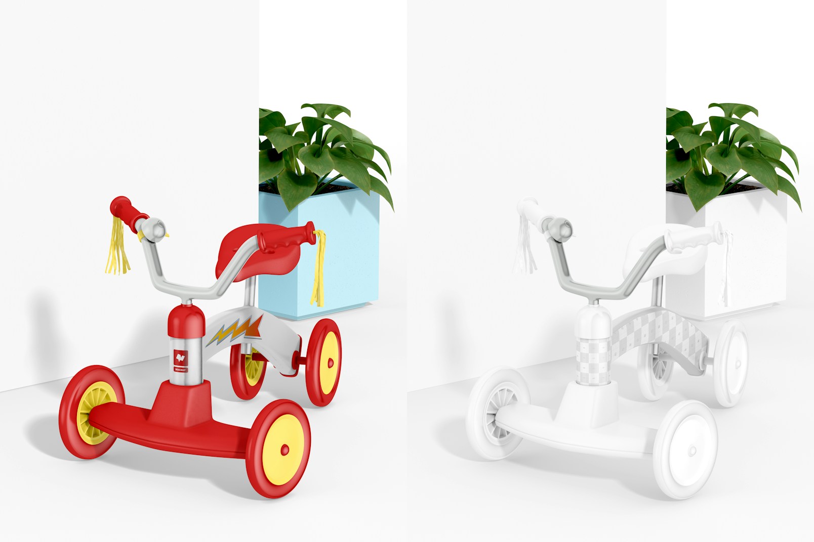 Retro Tricycle Mockup, with Plant Pot