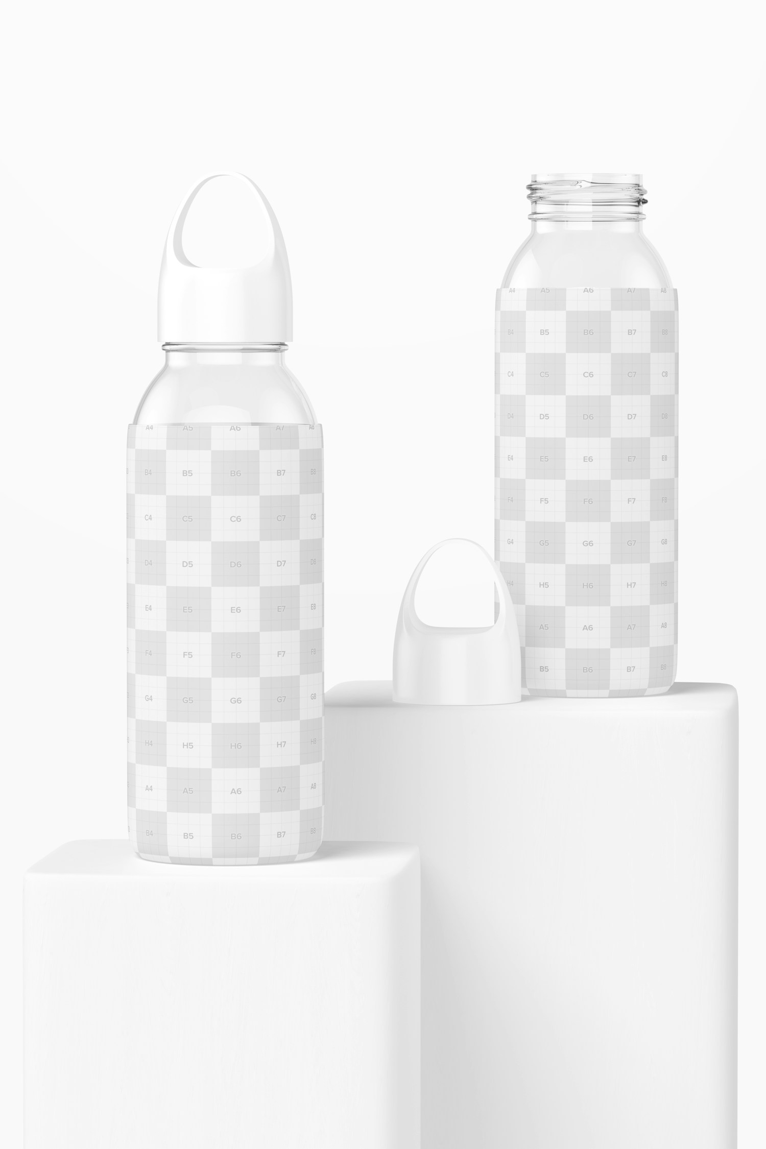 Water Bottles with Silicone Sleeve Mockup, Perspective