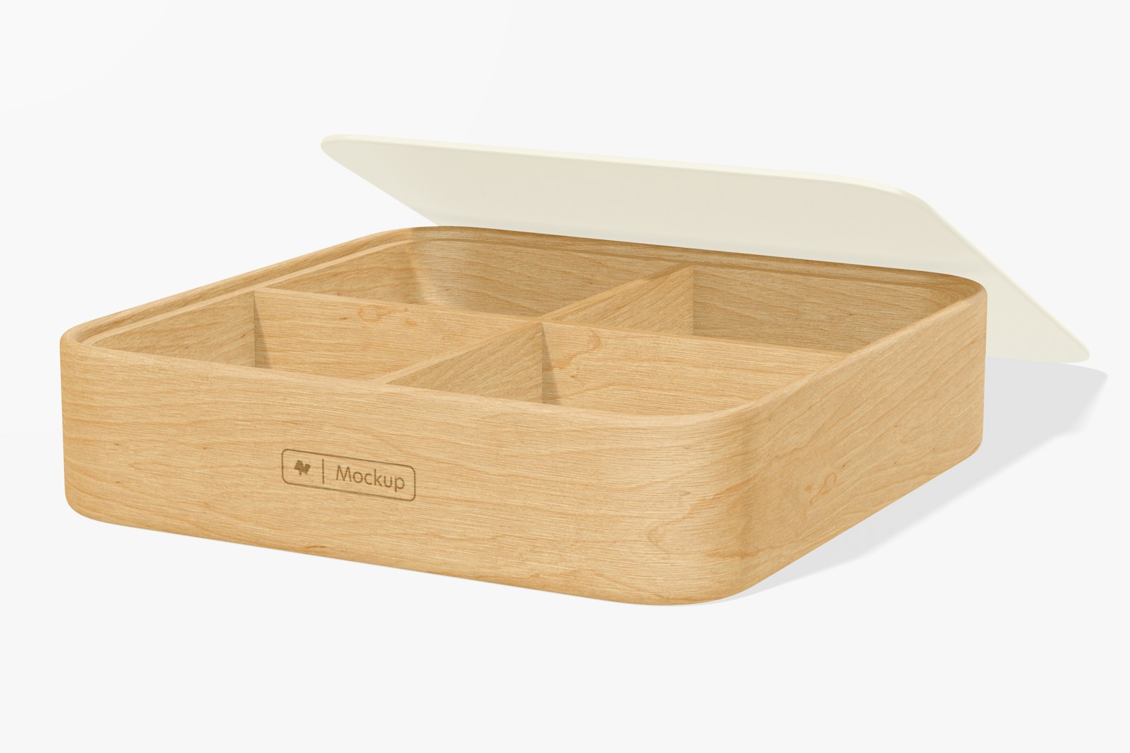 Compartment Tray with Lid Mockup, Opened