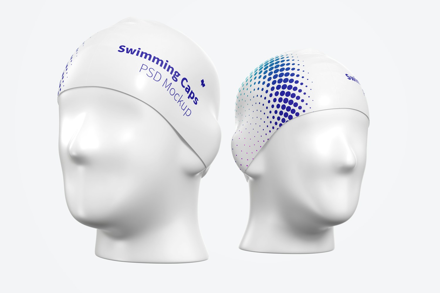 Swimming Caps on Head Mockup