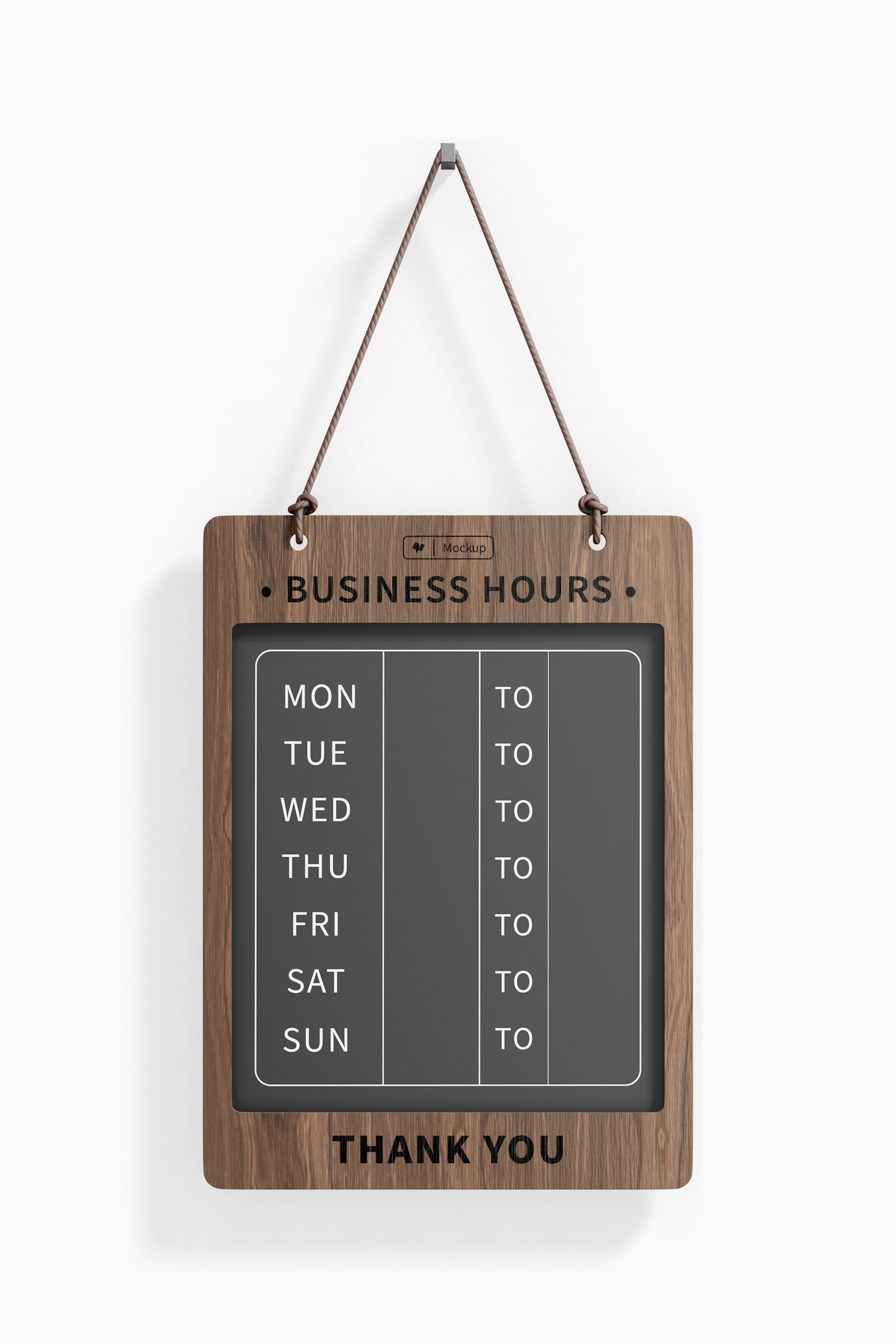 Business Hours Board Mockup, Front View