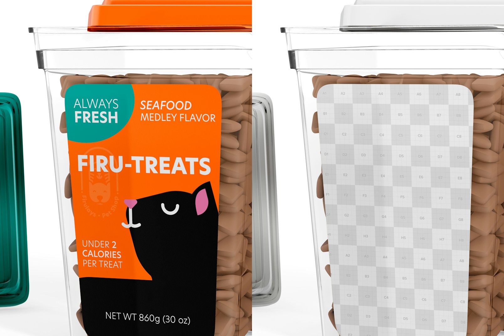 Pet Food Container Mockup, Close Up