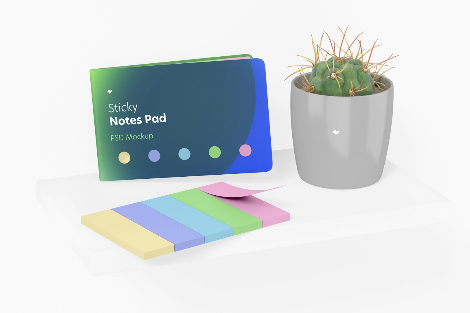 Sticky Notes Pad Mockup, Leaned