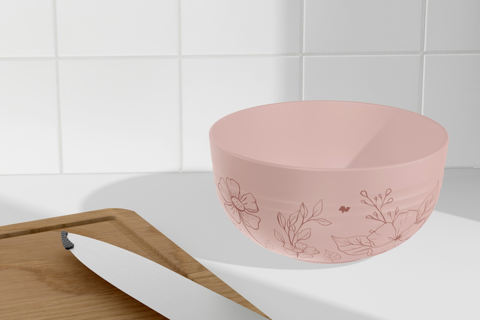 Ceramic Cereal Bowl Mockup, Perspective