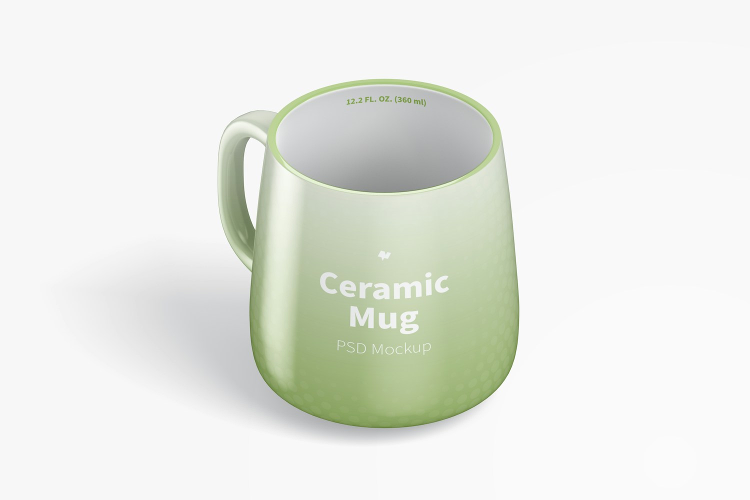 12.2 oz Ceramic Mug Mockup, Isometric Left View