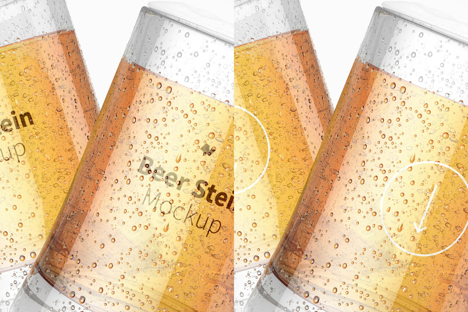 Beer Stein Glasses Mockup, Close Up