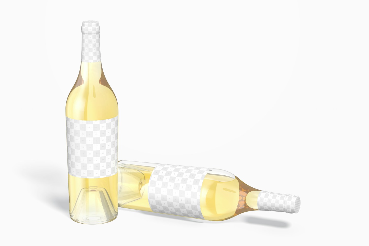 Clear Glass White Wine Bottles Mockup
