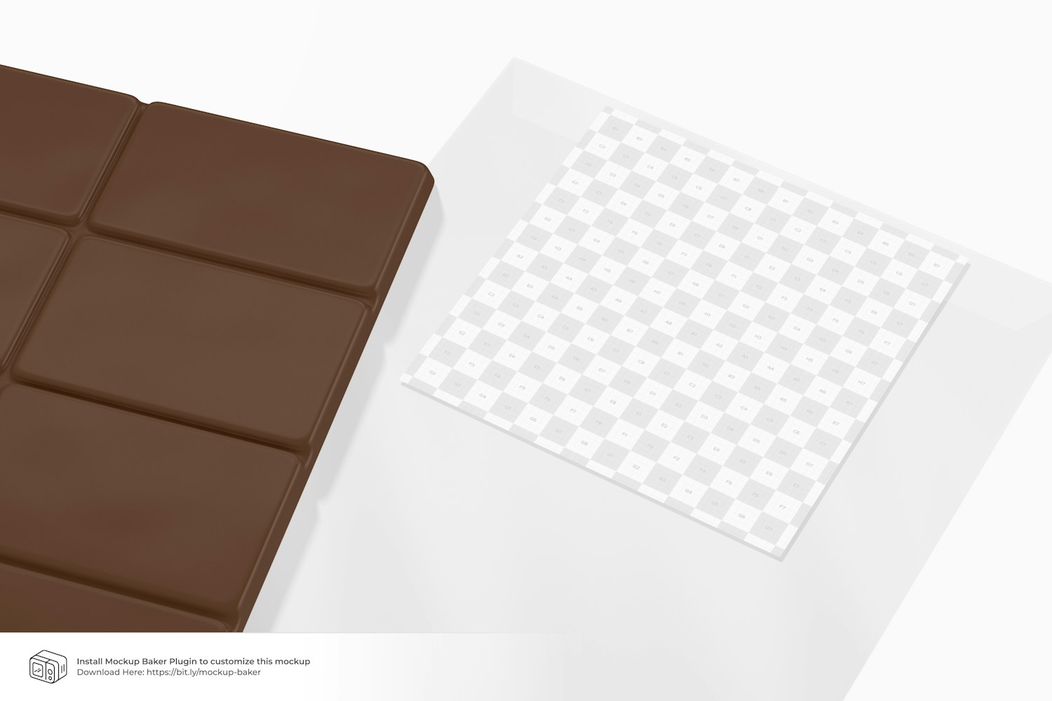 Square Chocolate Bag Mockup, with Chocolate