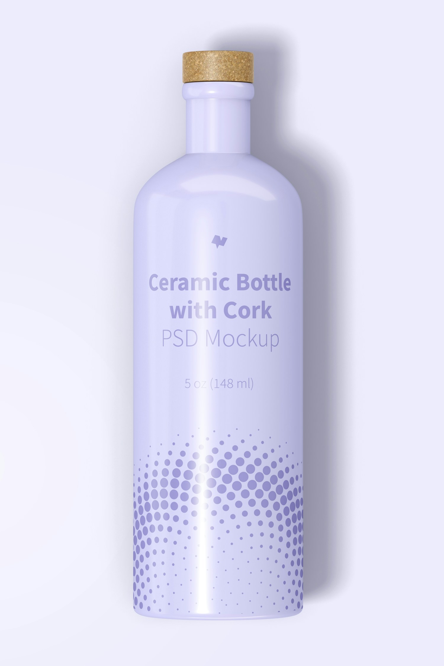 Ceramic Bottle with Cork Mockup, Top View