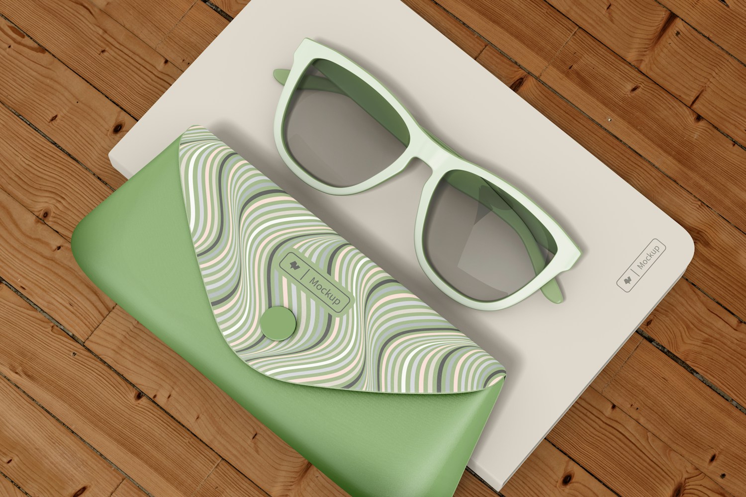 Protective Sunglasses Case Mockup, Top View