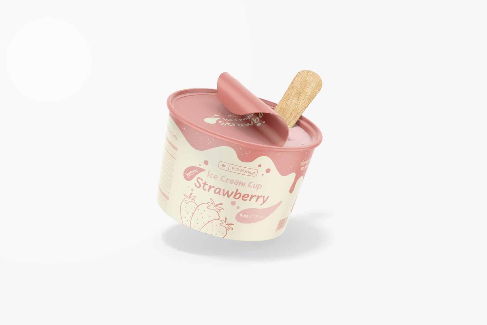 4 oz Cardboard Ice Cream Cup Mockup, Falling