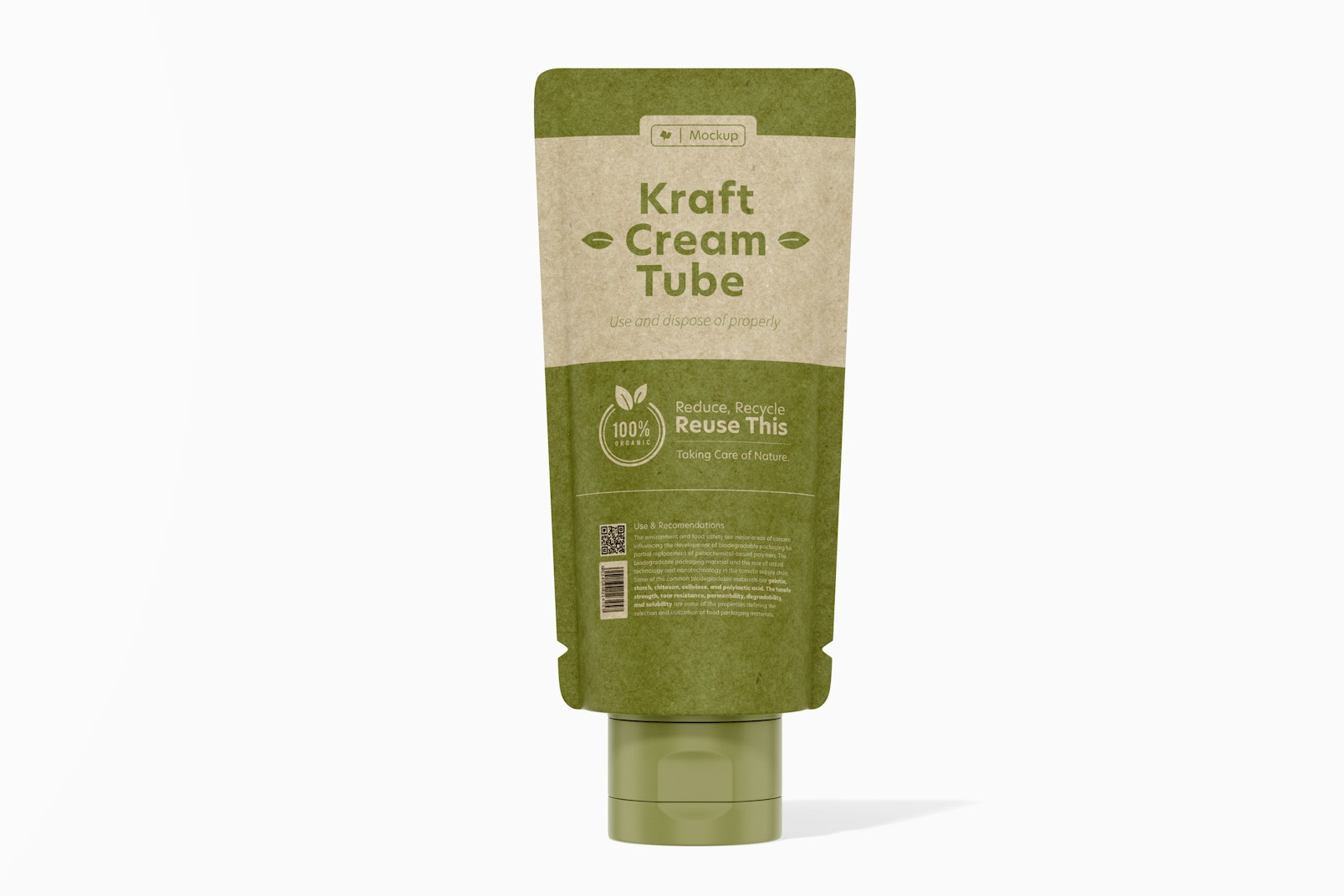 Maqueta de Tubo de Crema en Kraft, Vista Frontal