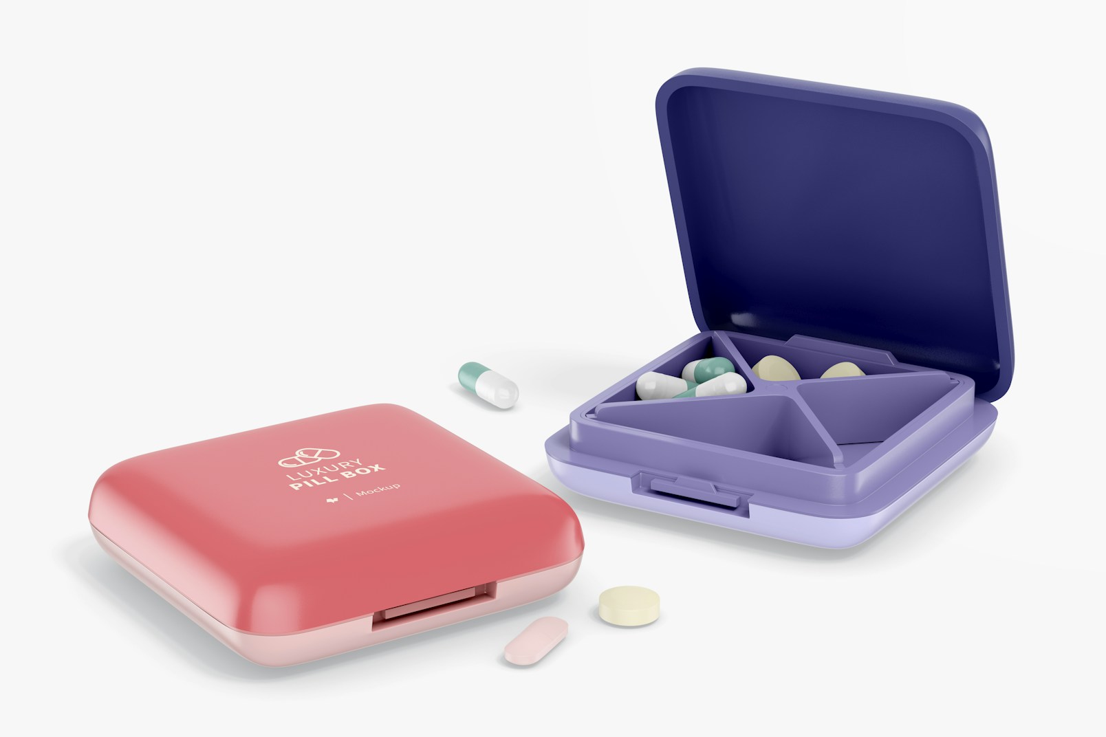Luxury Pill Box Mockup, Opened and Closed