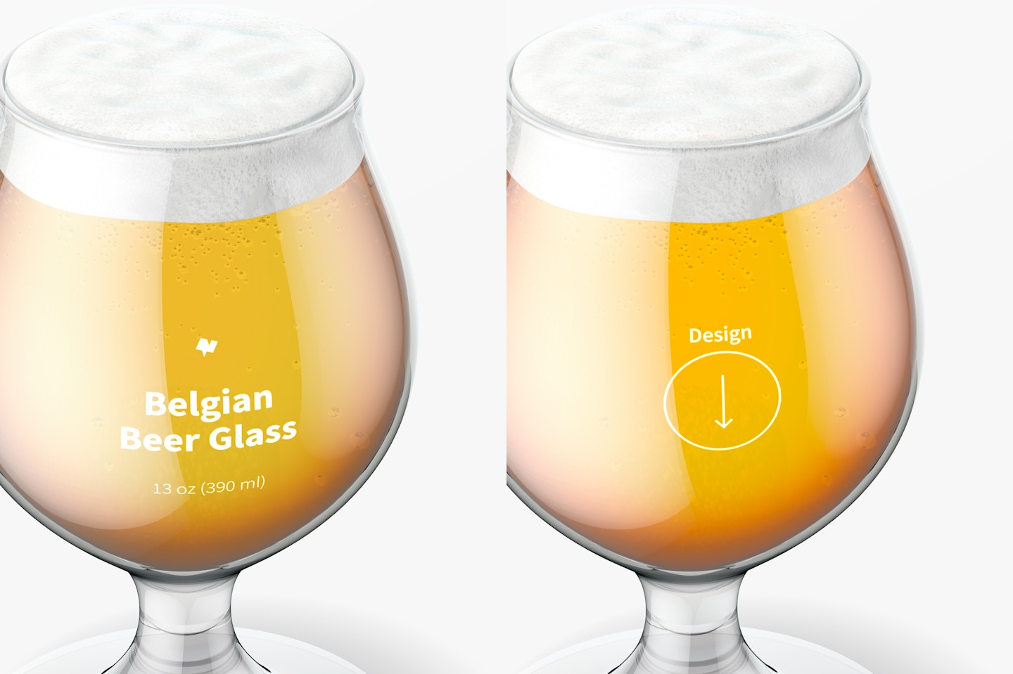 13 oz Belgian Beer Glass Mockup, Close Up