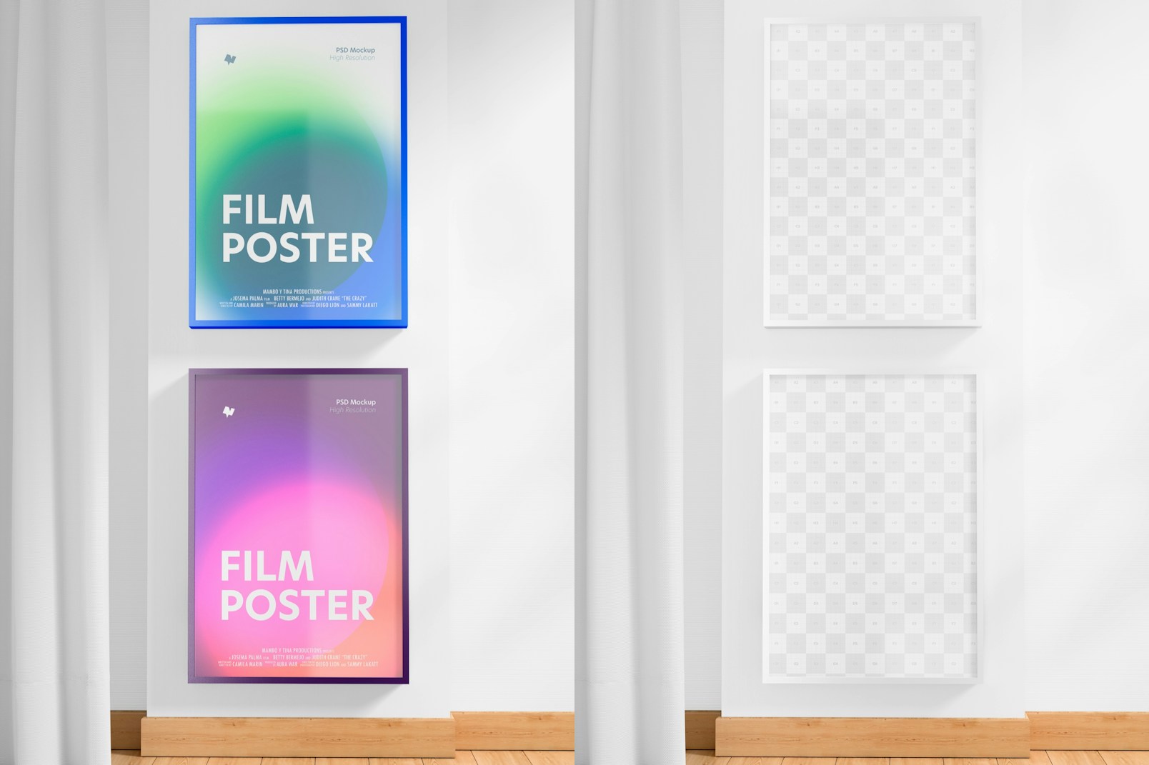 Film Posters Mockup, Front View