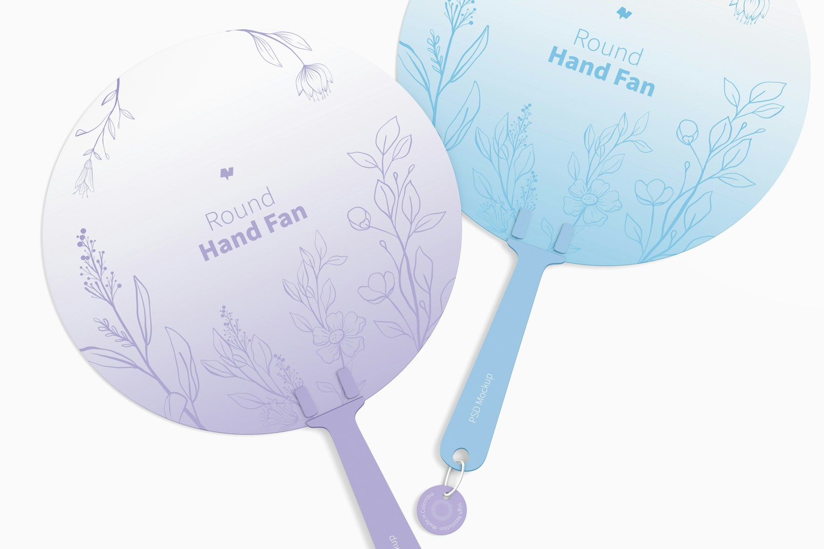 Round Hand Fans Mockup, Close Up
