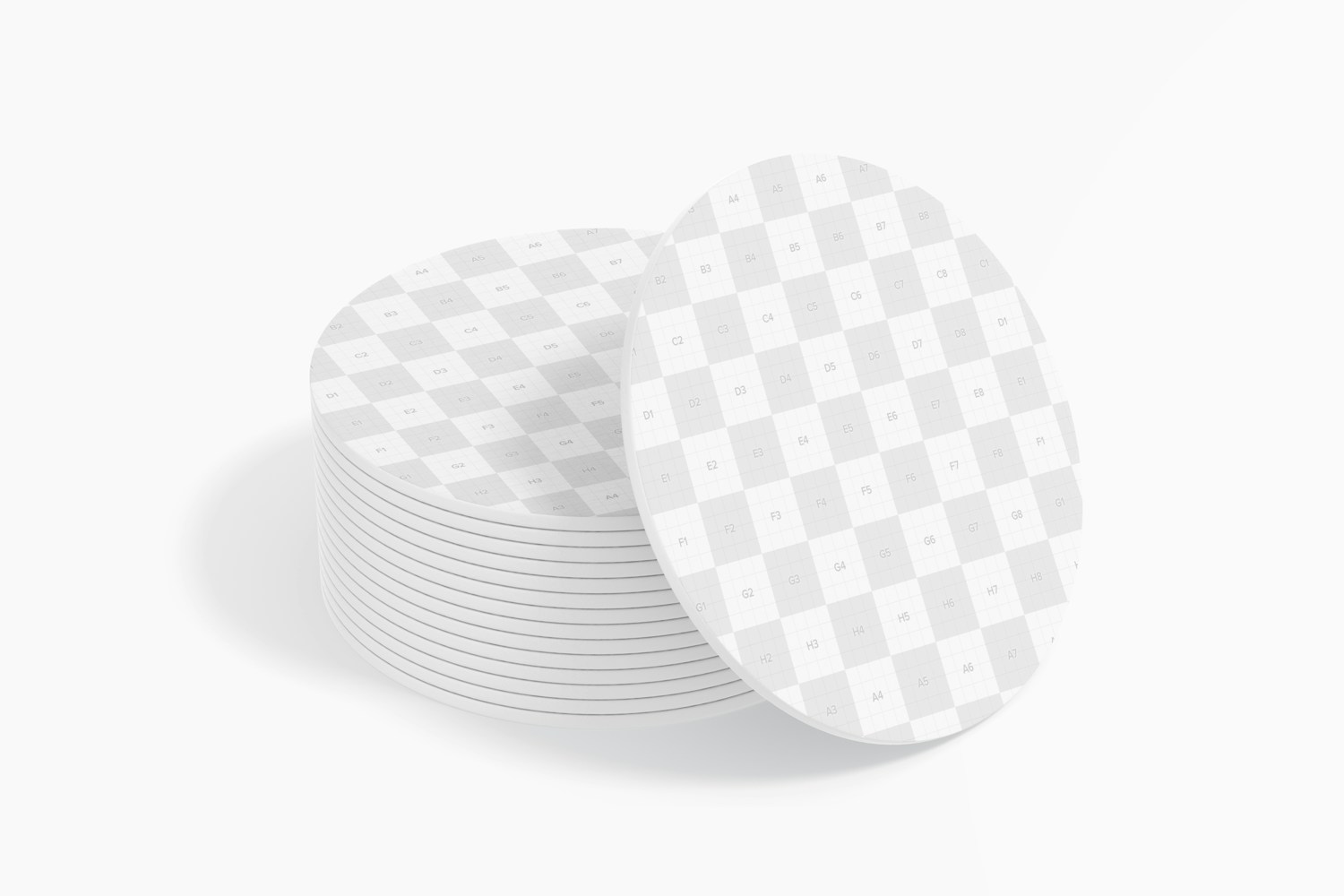 Round Kraft Coasters Mockup, Stacked Round Kraft Coasters Mockup, Stacked
