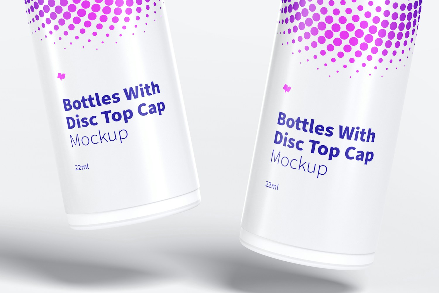 22ml Plastic Bottle With Disc Top Cap Mockup, Floating 22ml Plastic Bottle With Disc Top Cap Mockup, Floating