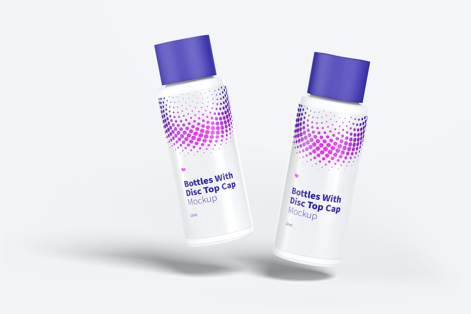 22ml Plastic Bottle With Disc Top Cap Mockup, Floating 22ml Plastic Bottle With Disc Top Cap Mockup, Floating